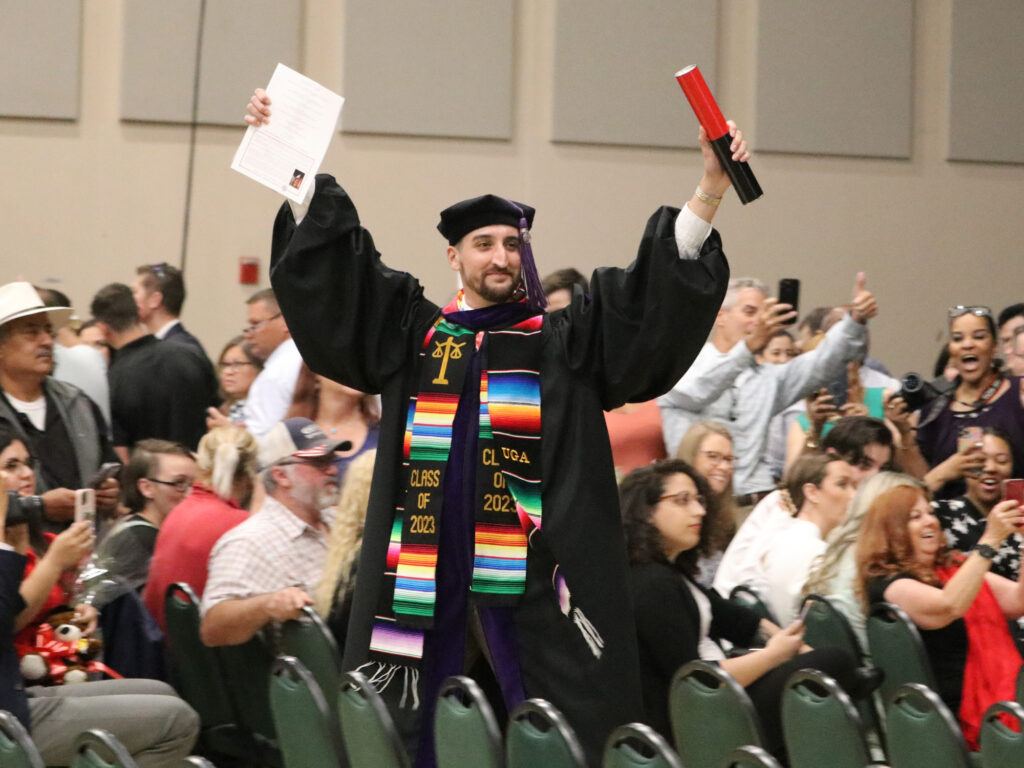 Student celebrating graduation